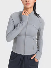 Grey Millennia zip-up long sleeve sports jacket with ribbed cuffs