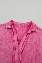 Mineral Wash Crinkle Split Neck Raw Hem Tiered Dress Casual Dresses