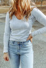 Mineral Wash Exposed Seam Long Sleeve Top Woman T Shirts