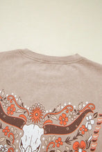 Mineral Wash Floral and Steer Head Cotton T Shirts for Women Woman T Shirts