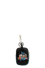 Mini Coin Purse Keychain with Italy Design and Teal Accent Wallets