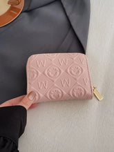 Mini PU Leather Embossed Pattern Zippered Wallet Dusty Pink One Size