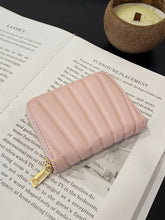 Mini PU Leather Quilted Wallet with Gold Zipper Blush Pink One Size