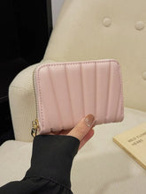 Mini PU Leather Quilted Wallet with Gold Zipper