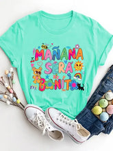 Mint Green Cartoon Graphic T-Shirt for Women Aqua Woman T Shirts