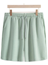 Men's Mint Green Corduroy Short Sleeve Shirt and Shorts Set