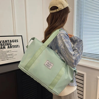 Mint Green Oversized Duffel Bag in Oxford Cloth for Travel Light Green One Size