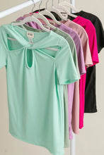 Mint Green Rib Knit Top with Front Twist Detailed Cut Out Design MINT