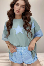 Mint Green Star Patched Oversize Pajama Set for Women