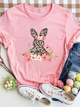 Mint Green T-Shirt with Leopard Print Bunny and Floral Design
