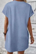 Mint green textured short sleeve mini dress with pockets