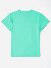 Mint Green Turquoise Glitter Heart Cross Basic Polyester T-Shirt for Women