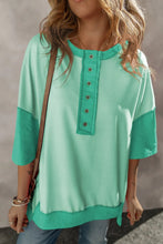 Mint Green Two Tone Oversized Short Sleeve Shirt for Women Gum Leaf