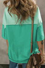 Mint Green Two Tone Oversized Short Sleeve Shirt for Women