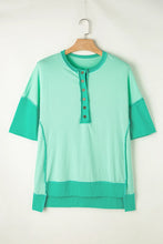 Mint Green Two Tone Oversized Short Sleeve Shirt for Women