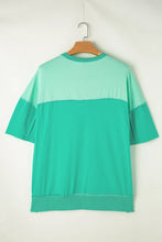 Mint Green Two Tone Oversized Short Sleeve Shirt for Women
