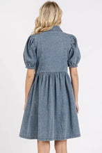 Mittoshop Button Down Puff Sleeve Denim Dress Woman Skirts