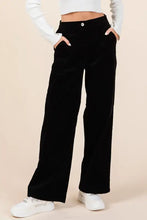 Mittoshop Corduroy Back Elastic Waist Pants Black Woman Pants