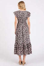 Mittoshop Flower Print Ruffle Cap Sleeve V-neck Midi Dress Casual Dresses