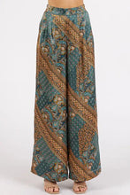Mittoshop Paisley Patchwork Print Satin Wide Leg Pants Teal Green Woman Pants