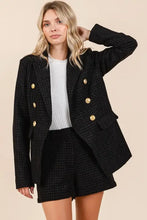 Mittoshop Plaid Texture Double-Breasted Long Sleeve Blazer Woman Outerwear