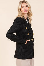 Mittoshop Plaid Texture Double-Breasted Long Sleeve Blazer Woman Outerwear