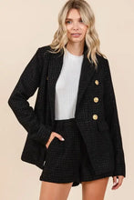 Mittoshop Plaid Texture Double-Breasted Long Sleeve Blazer Woman Outerwear