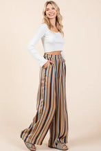 Mittoshop Striped Satin Elastic Waist Wide Leg Pants Woman Pants