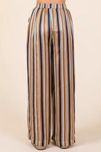 Mittoshop Striped Satin Elastic Waist Wide Leg Pants Woman Pants