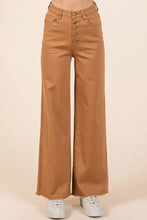 Mittoshop Twill High Waisted Button Fly Wide Leg Pants CAMEL Woman Pants