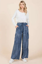 Mittoshop Washed Elastic Waist Cargo Wide Leg Pants Woman Pants