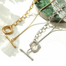 Gold and silver titanium steel chain necklaces with toggle clasps