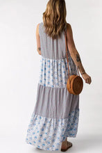 Mixed Print Tie-Neck Sleeveless Maxi Dress Woman Maxi Dress