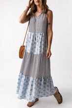 Mixed Print Tie-Neck Sleeveless Maxi Dress Woman Maxi Dress