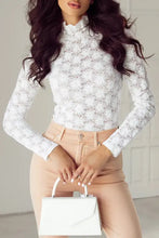 Mock Neck Long Sleeve Lace Top Woman T Shirts