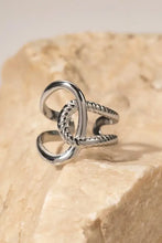 Modern copper open ring with twisted rope design in silver tone