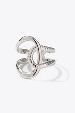 Modern copper open ring with twisted rope design in silver tone