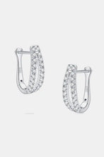 Moissanite 925 sterling silver U-shaped hoop earrings with clear gemstones