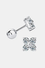 Sterling silver clover shape earrings with four-diamond flower piercing