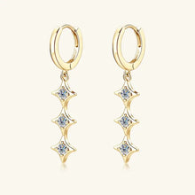 Sterling silver geometric shape earrings with gold hoops and diamond stars