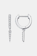 Sterling silver huggie drop earrings with CZ stones and spike charms