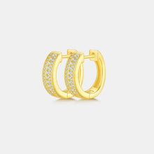 Gold Moissanite Sterling Silver Huggie Earrings with Clear Stones