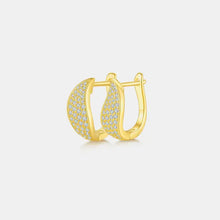 Moissanite 925 sterling silver leaf huggie earrings with gold hoops and clear gems