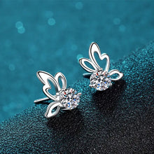 925 silver moissanite butterfly shape stud earrings with CZ centers