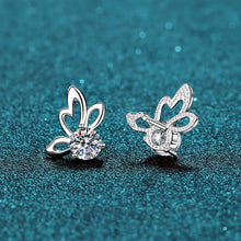 Carat moissanite butterfly shape silver stud earrings with clear gems