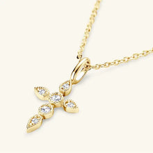 Moissanite cross pendant necklace with gold chain and diamond accents