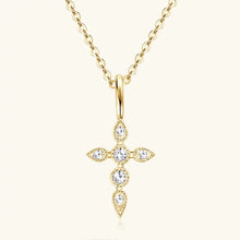 Moissanite cross pendant necklace with gold chain and diamond accents