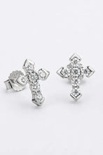Moissanite cross stud earrings in sterling silver with CZ stones