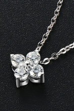 Sterling silver moissanite four leaf clover pendant necklace with CZ accents