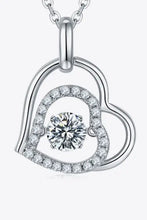 Silver moissanite heart pendant necklace with sparkling diamonds